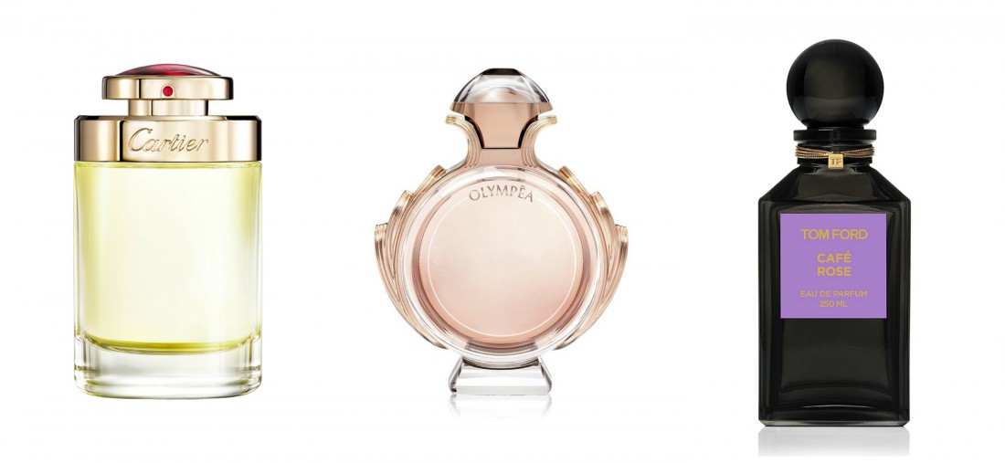 Cartier Baiser Volé, Paco Rabanne Olympéa, Tom Ford Café Rose