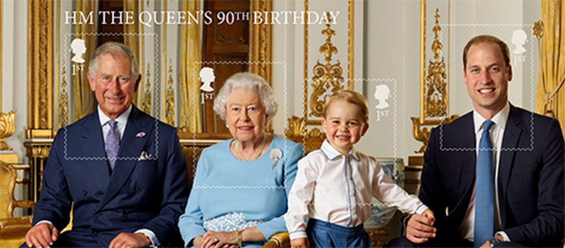 Принц Джордж, принц Уильям, принц Чарльз и Елизавета II
