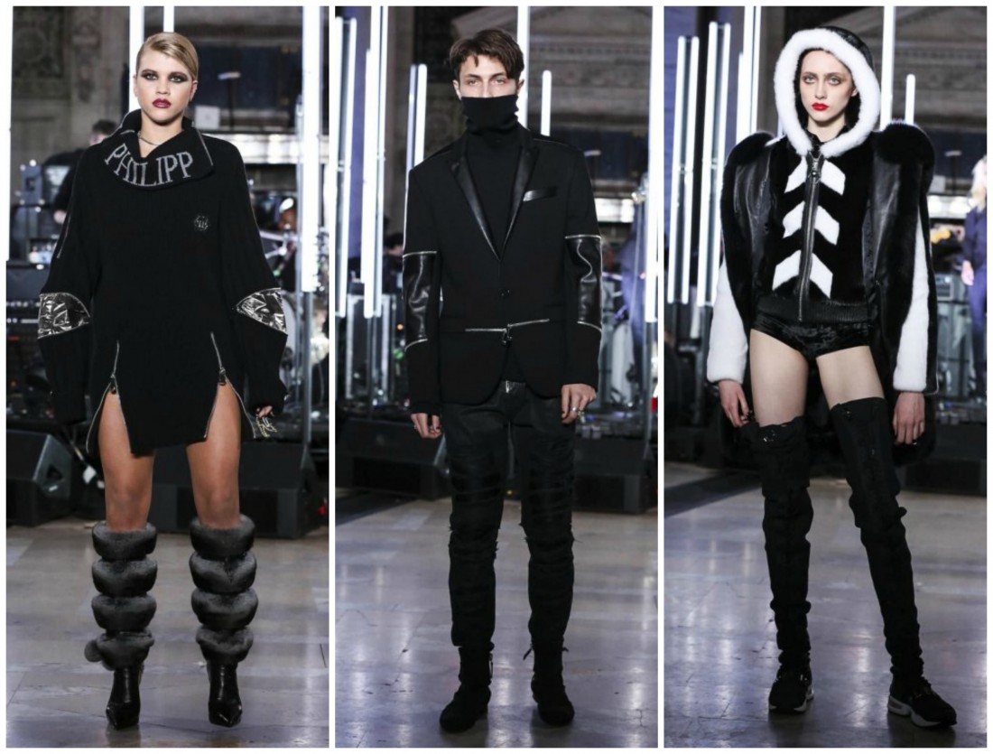 София Ричи, Анвар Хадид и Лия Павлова на показе Philipp Plein
