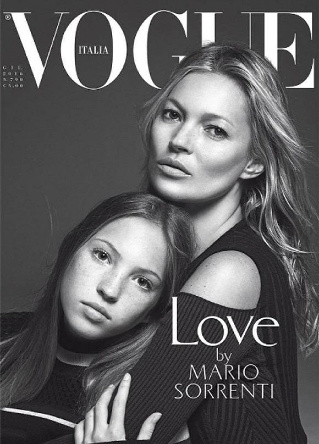 Модель Кейт Мосс с дочерью Лилой Грэйс на обложке итальянского Vogue