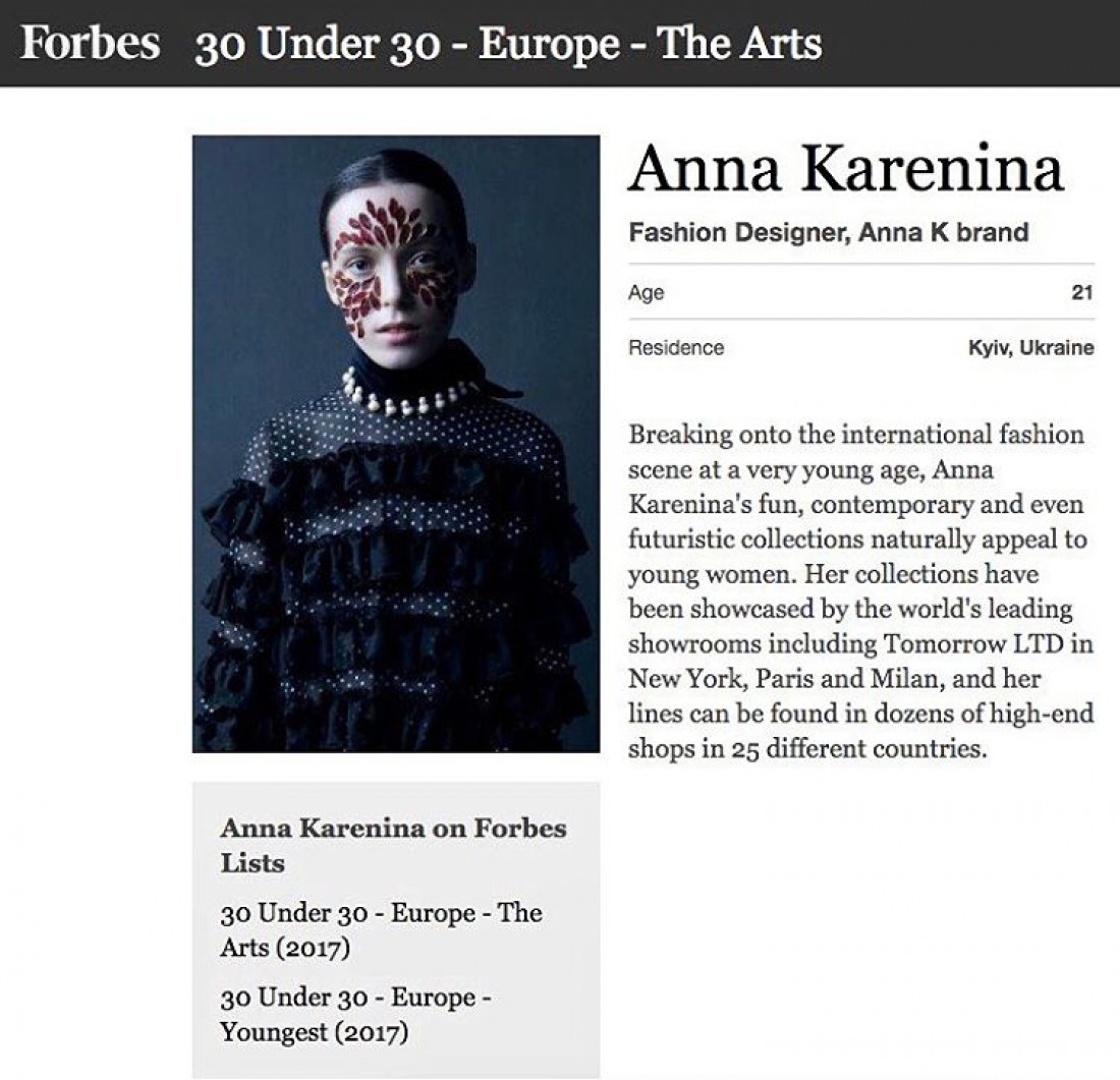 Anna K попала в рейтинг журнала Forbes