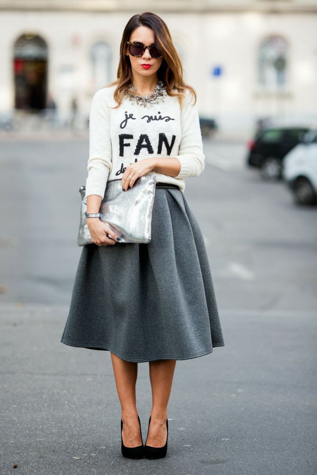 Street style с юбками миди