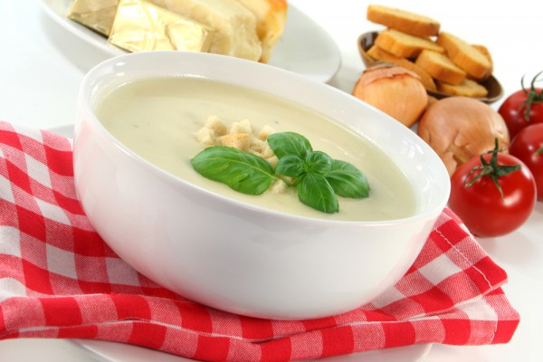 Сырный суп с гренками