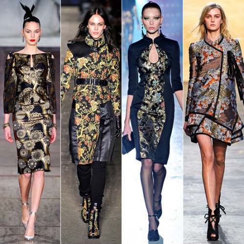 Обрати внимание на наряды в восточном стиле, как в коллекциях Zac Posen, Rag & Bone, Jason Wu, Proenza Schouler (слева направо)