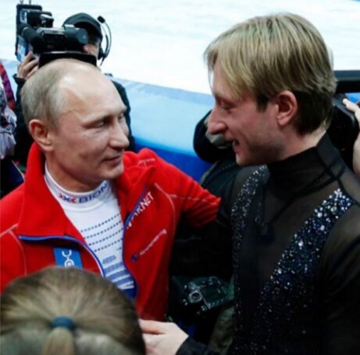 Владимир Путин и Евгений Плющенко на Олимпиаде