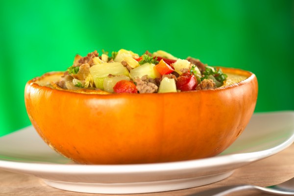 рецепт фаршированной тыквы в духовке грибами и