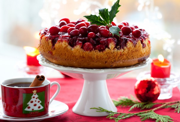Перевернутый клюквенный пирог к Новому году и Рождеству