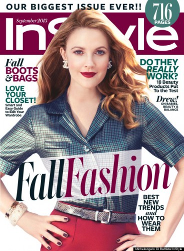 Актриса Дрю Берримор на обложке InStyle, сентябрь 2013