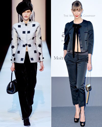 Модель Карли Клосс (справа), показ Giorgio Armani