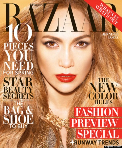 Певица Дженнифер Лопес на обложке Harper's Bazaar, февраль 2013