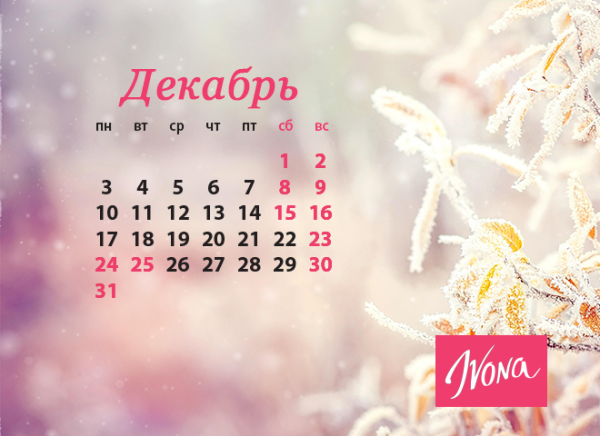 Календарь выходных и праздников на декабрь 2018 года