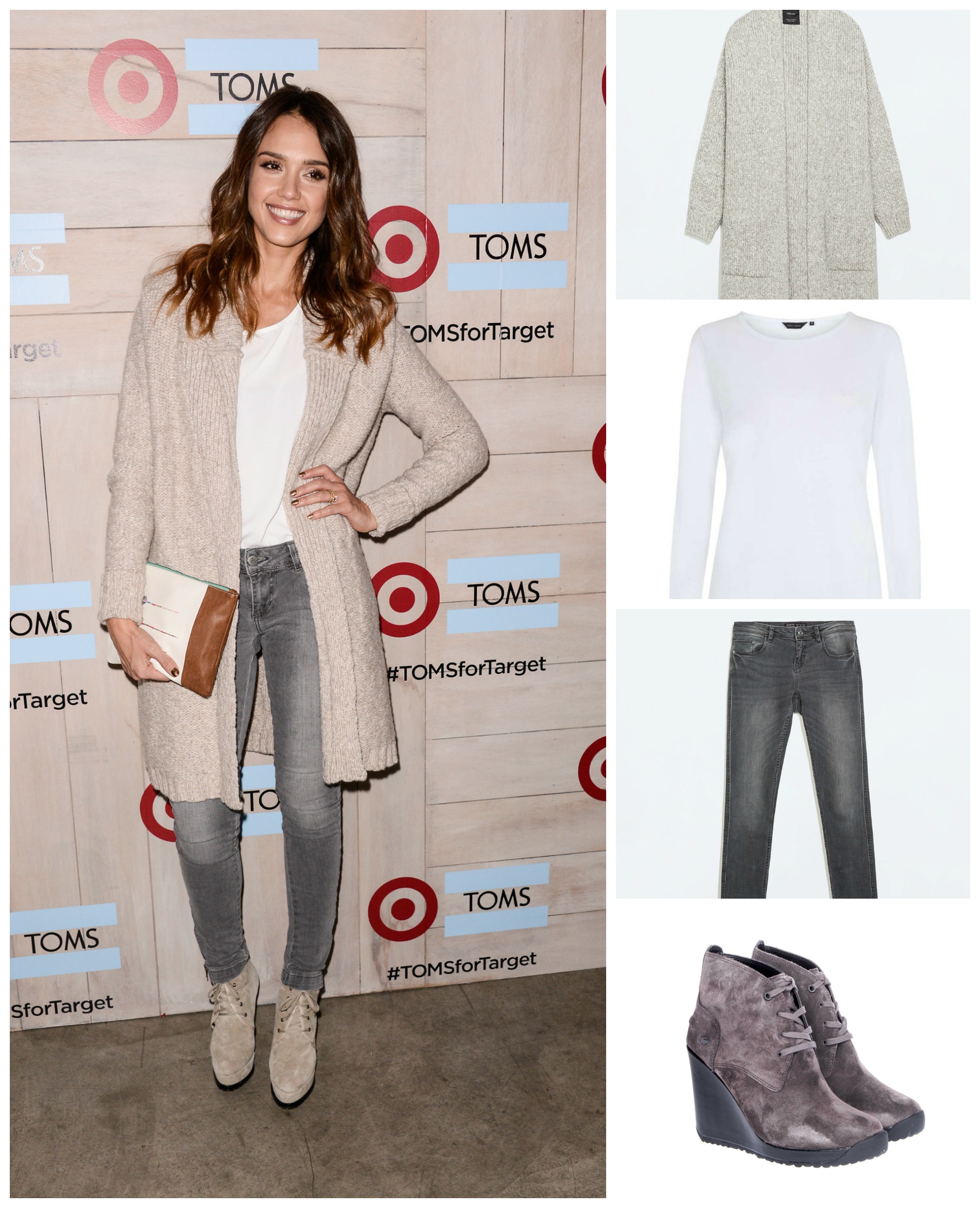 Кардиган Zara (999 грн.), кофта New Look (129 грн.), джинсы Zara (699 грн.), ботильоны Lacoste (2999 грн.)