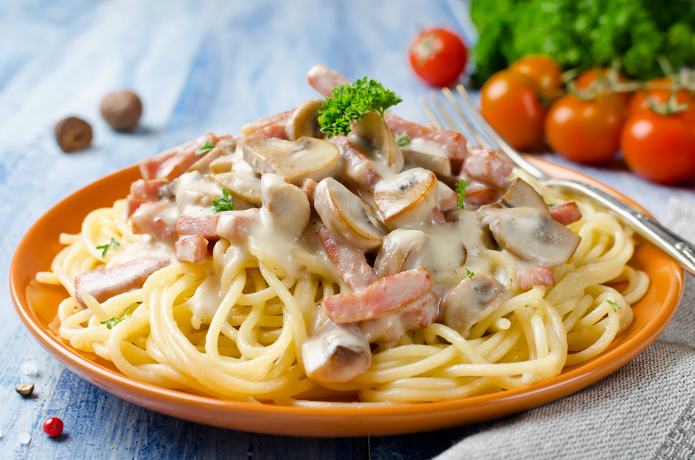 как приготовить пасту с беконом и шампиньонами как приготовить пасту с беконом и шампиньонами
