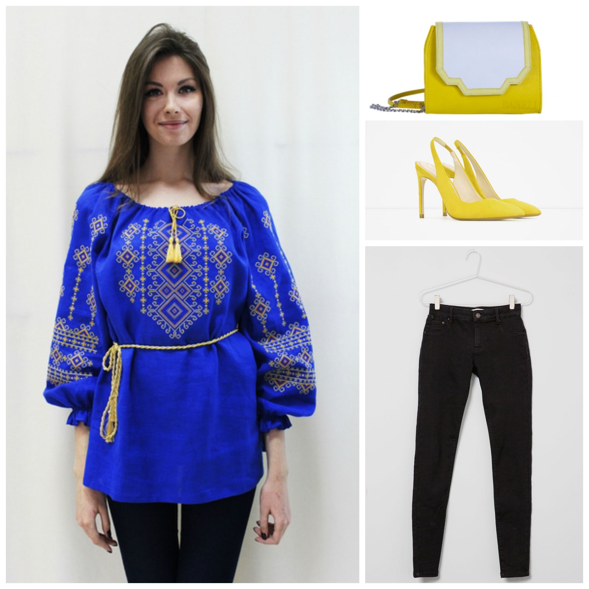 Вышиванка ТМ Синій Льон (цены уточняй), сумка Baneli (1700 грн.), туфли Zara (1599 грн.), черные джинсы Bershka (599 грн.)