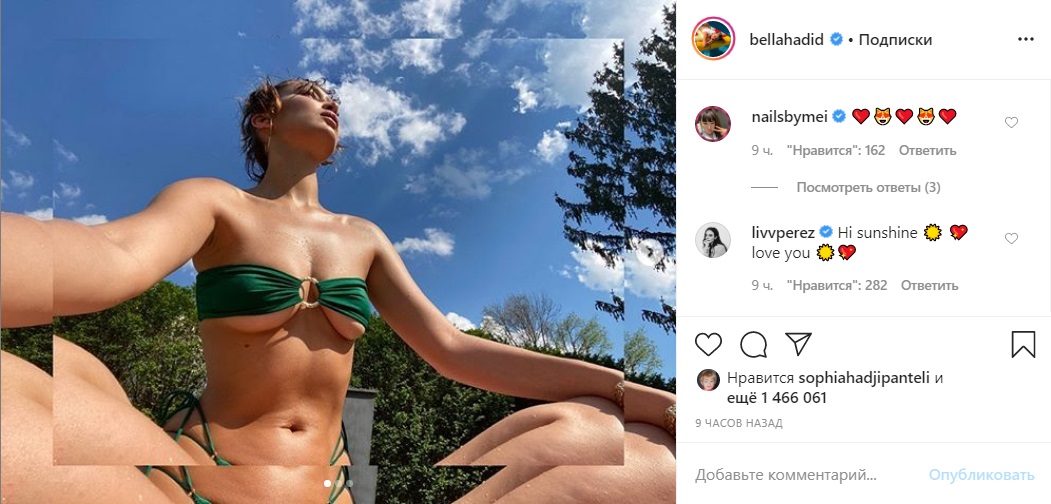 Супермодель Белла Хадид в тесном купальнике засветила фигуру после карантина