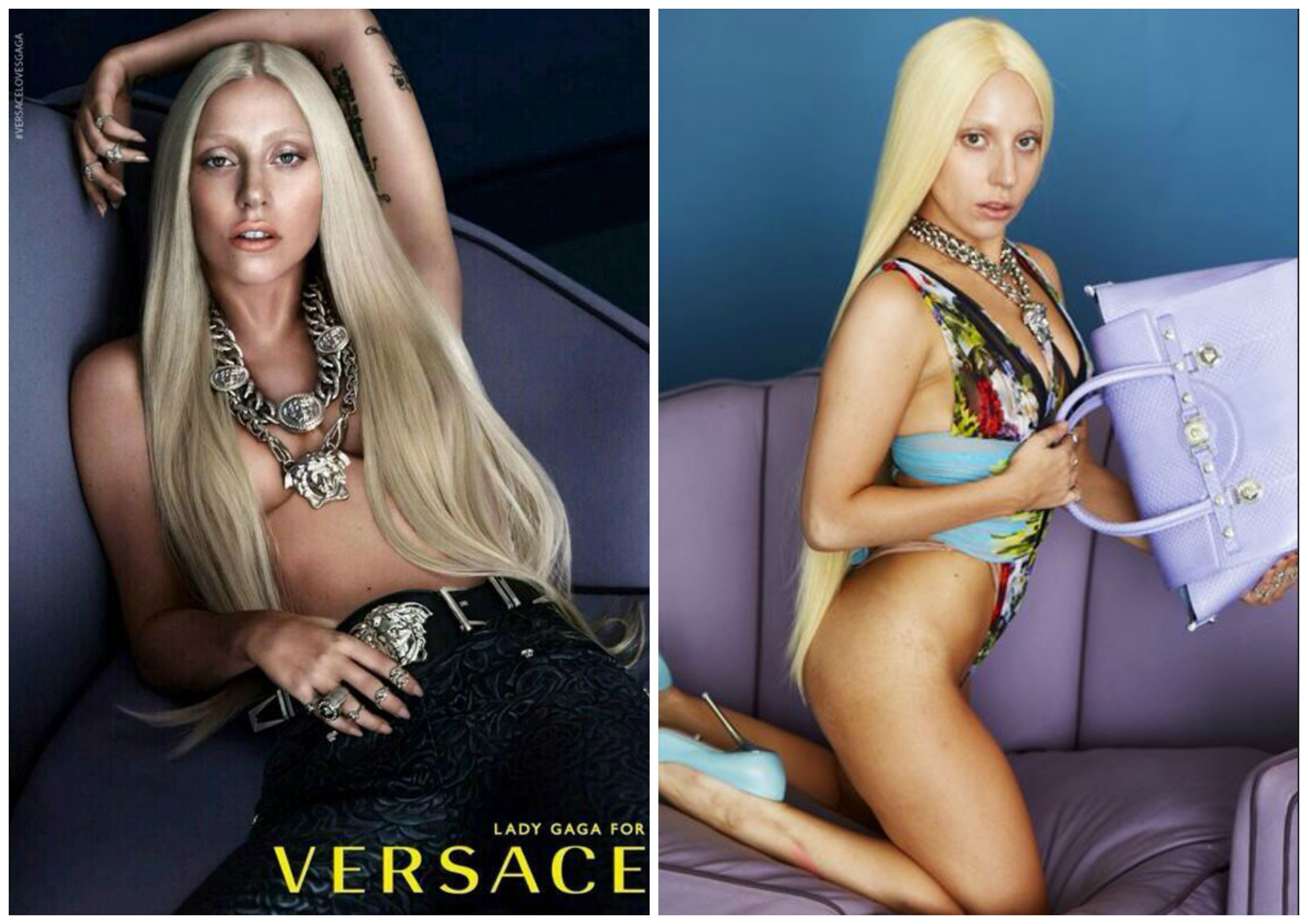 Певица Lady Gaga с фотошопом и без