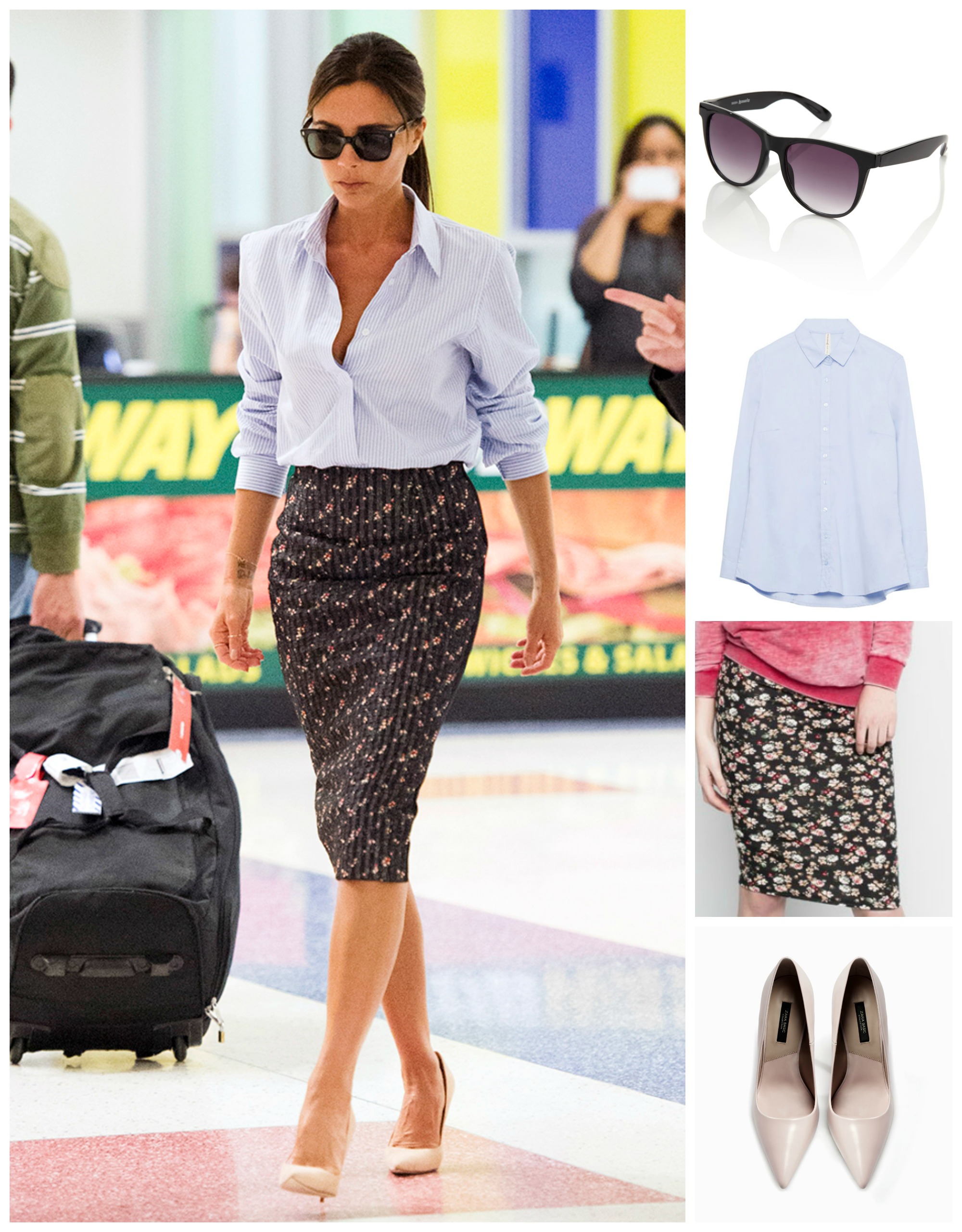 Солнцезащитные очки Accessorize, рубашка Stradivarius (249 грн.), юбка Pull&Bear (249 грн.), туфли Zara (699 грн.)