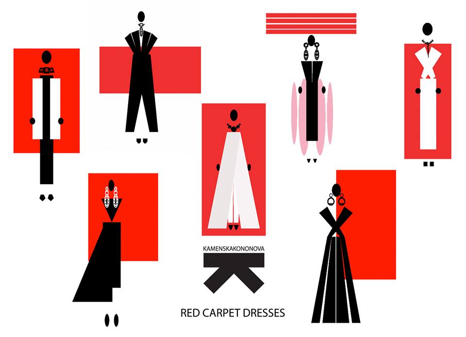 Эскизы коллекции Red Carpet Dresses by KAMENSKAKONONOVA
