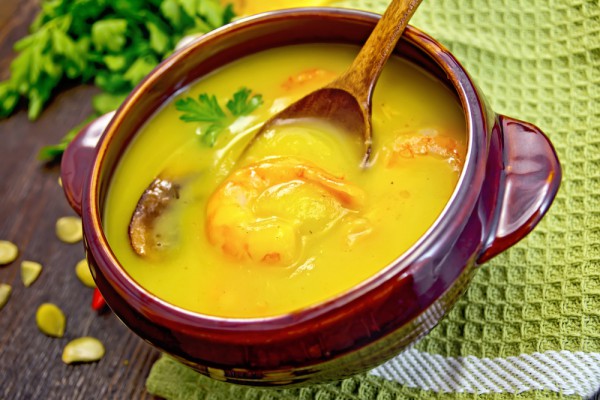 Рецепт 
                Тыквенный крем-суп с креветками
            