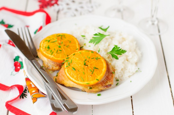 Рецепт 
                Запеченные куриные бедрышки с апельсинами
            