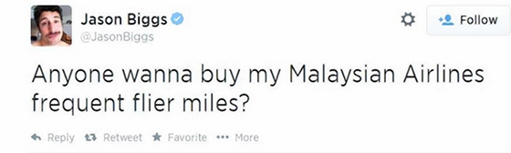 Шутка Биггса о малазийской авиакомпании не вызвала смеха у его подписчиков