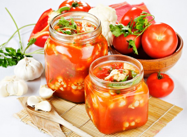 Рецепт 
                Цветная капуста в томатном соусе на зиму
            