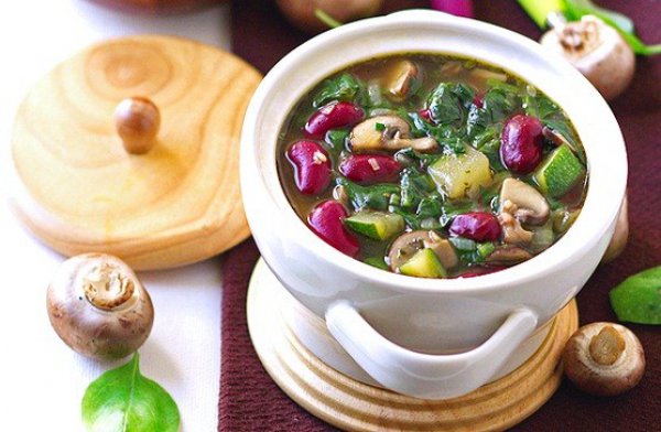 Рецепт 
                Грибной суп с красной фасолью и шпинатом
            