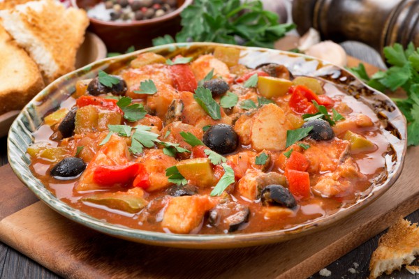 Рецепт 
                Рыба с маслинами, грибами и помидорами
            