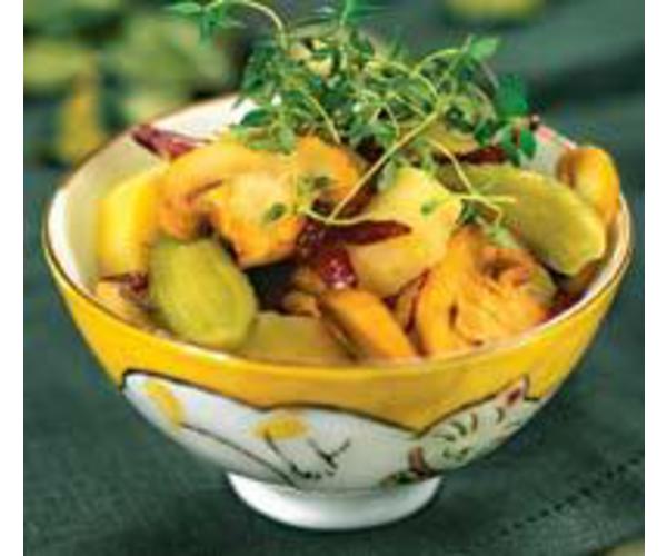 Рецепт 
                Картофельный салат с солеными огурцами и грибами
            